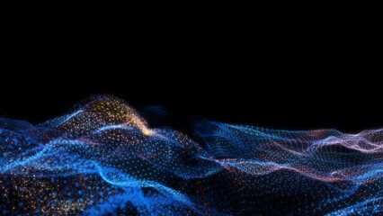 Poster - abstract particle waves with depth of field effect