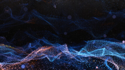 Poster - abstract particle waves with depth of field effect