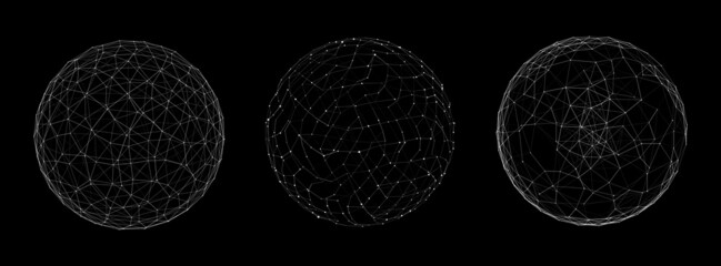 Poster - Vector futuristic sphere of particles and lines. Network connection big data. Abstract technology background.