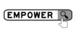© bankrx - Search banner in word empower with hand over magnifier icon on white background
