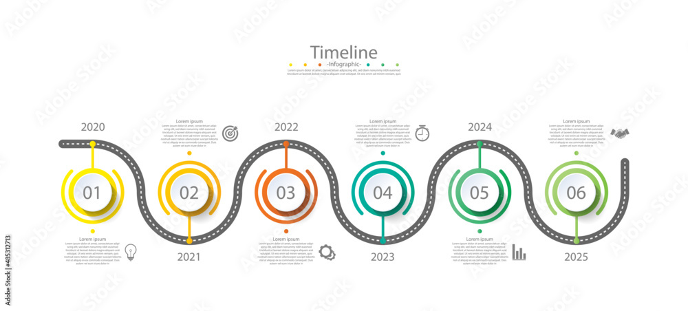 Timeline infographic business abstract background template circle ...