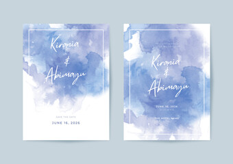 Wall Mural - Beautiful purple watercolor texture wedding invitation template