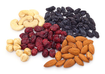 Sticker - Handfuls of nuts and dried fruits.