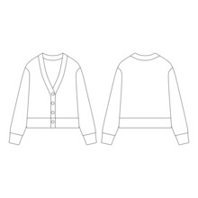 Template Women Cropped Cardigan Vector Illustration Flat Design Outline Clothing Collection