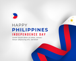 Wall Mural - Happy Philippines Independence Day June 12th Celebration Vector Design Illustration. Template for Poster, Banner, Advertising, Greeting Card or Print Design Element