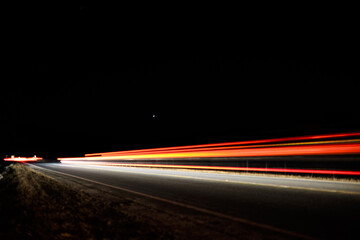 Poster - Night traffic with long exposure light trails of cars