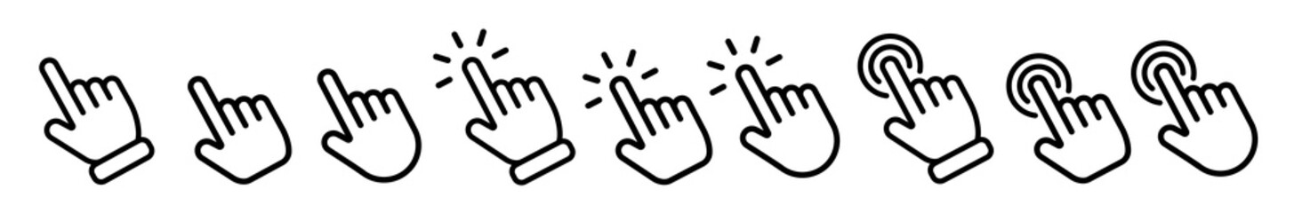 Fototapete - Vector cursors icons click set