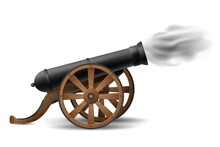 Shooting Medieval Cannon On Wheels