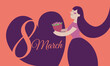 © Vladimira - Postcard on 8 March - International Women's Day - Girl with a bouquet of flowers tulips