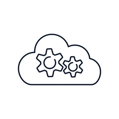 Poster - The concept of cloud computing, internet technology, hosting, software, service, storage, network, backup, access. Vector icon isolated on white background.