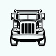 Dump truck front view silhouette vector isolated illustration