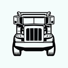 Dump Truck Front View Silhouette Vector Isolated Illustration