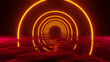 Abstract Colorful Circle Neon Tunnel Background