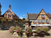 Beautiful Houses In Alsace Village In France