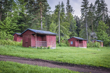 Poster - Small wodden cottages for rent in Klastorisko area in Slovak Paradise park in Slovakia