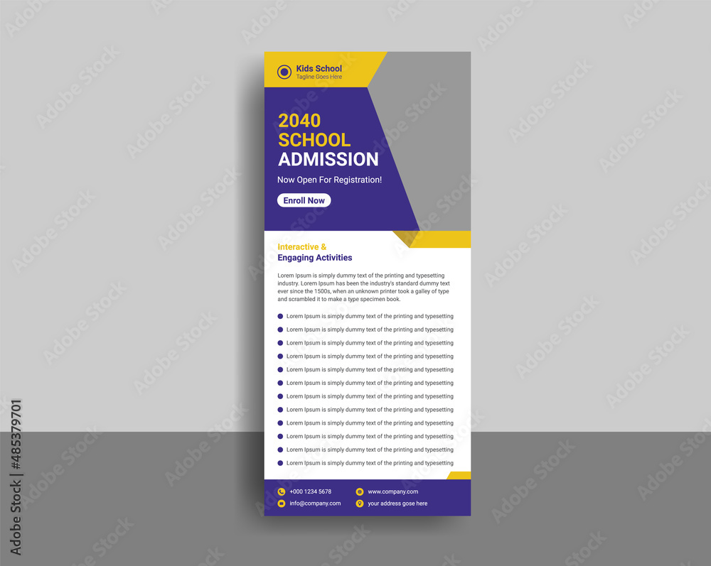 School Education Rack Card Design Template For Kids. Junior School ...