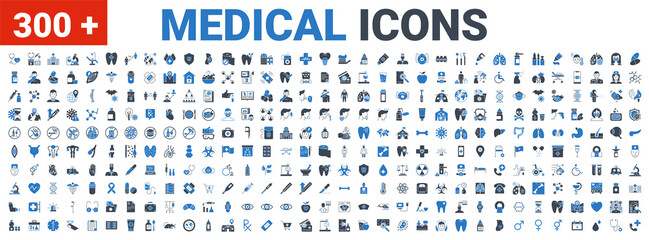 Medical Vector Icons Set. Glyph Icons, Sign and Symbols in Solid Design. Medicine, Health Care and Coronavirus COVID 19 pandemic. Mobile Concepts and Web Apps. Modern Infographic Logo and Pictogram