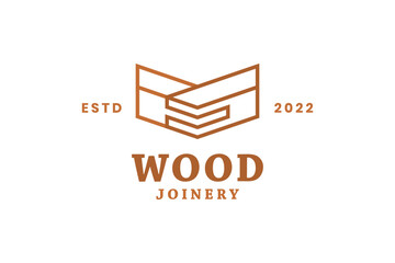 Wood joinery furniture vector design template. Carpenter restoring a vintage cabinet logotype. Furniture restoration logo design. 