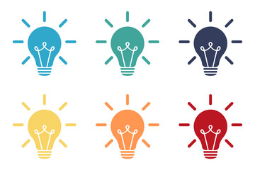 Poster - Lamp icons set. Idea lamp icon collection. Flat style - stock vector