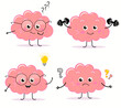 Set of cute human brain organ character