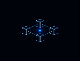 Poster - Blockchain, network icon. Vector illustration. Flat design.