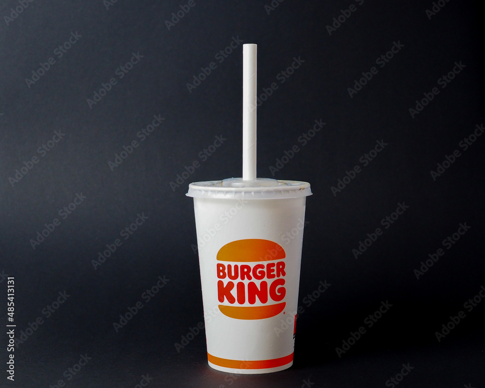 Coca Cola coke from Burger King with cup and paper straw 