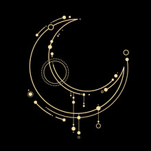 Esoteric Stylized Magical Decorated Crescent Moon