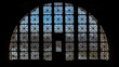 historical stained glass window from the ellis island building in new york city, united states