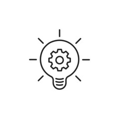 Poster - Bulb with gear icon. High quality black vector illustration.