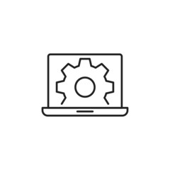 Poster - Laptop settings line icon. High quality black vector illustration.