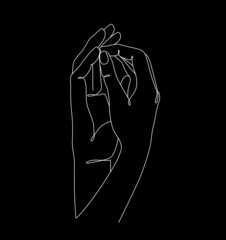 Wall Mural - one line drawn holding hands. valentine's day vector illustration.