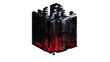 4K 3D Abstrakt Gebäude Schwarz mit rotem Licht
