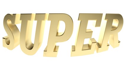 SUPER brass write on white background - 3D rendering illustration