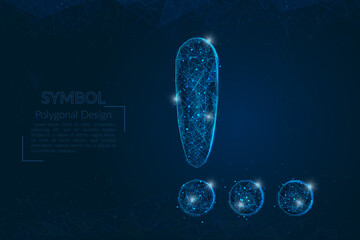 Wall Mural - abstract isolated blue image of a exclamation mark. polygonal illustration looks like stars in the b