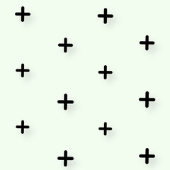 Aufkleber - Pattern of black geometric shapes in retro, memphis 80s 90s style. Crosses shapes on white background. Vintage abstract background