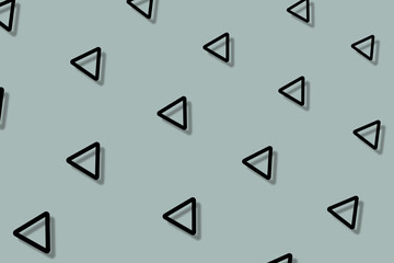 Aufkleber - Pattern of black geometric shapes in retro, memphis 80s 90s style. Triangles shapes on grey background with shadows. Vintage abstract background