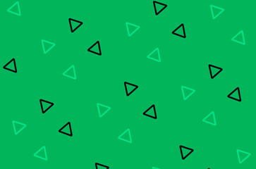 Aufkleber - Pattern of black and green geometric shapes in retro, memphis 80s 90s style. Triangles shapes on green background. Vintage abstract background
