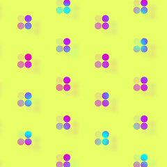 Aufkleber - Pattern of geometric shapes in vibrant gradient holographic neon colors. Retro, memphis 80s 90s style. Point groups on yellow background