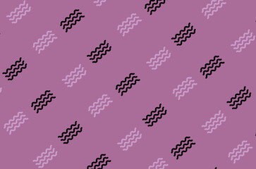 Aufkleber - Pattern of black and pink geometric shapes in retro, memphis 80s 90s style. Zigzag elements on pink background. Vintage abstract background