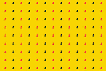 Aufkleber - Pattern of black and pink geometric shapes in retro, memphis 80s 90s style. Point groups on yellow background. Vintage abstract background