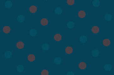 Aufkleber - Pattern of orange and blue geometric shapes in retro, memphis 80s 90s style. Circles shapes of lines. Vintage abstract background