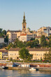 Belgrade cityscape with Cathedral and waterfront of Sava river, Serbia