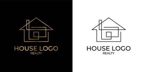 minimalist and elegant continuous line house logo for real estate, construction, interior, exterior home decoration