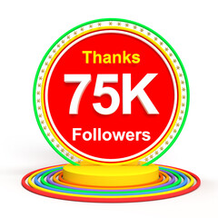 75K followers 3d rendering, High-Quality illustration for social media. thanks, tag for followers 