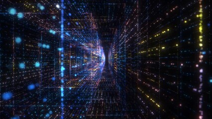 Poster - 3D Big Data Digital tunnel. Technology concept background