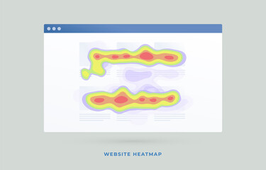 Poster - Heat map or website heatmap tool - data technique to visualize the most frequently viewed areas of the web site. Visitor behavior insights concept. Digital Marketing SEO strategy flat vector icon