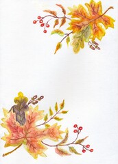 Wall Mural - Autumn leaves frame art