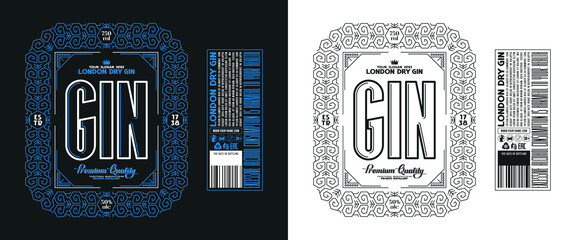 Sticker - Template decorative label for London dry gin