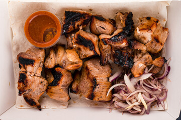 Sticker - Grilled Pork Shish Kebab in Box Ready For Delivery