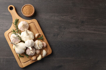 Wall Mural - Concept of cooking with garlic on wooden table